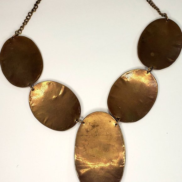 Artisan Bronze & Silver Tone Basketweave Necklace - Picture 6 of 10